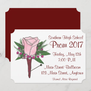 Invitation Rose Rose Corsage Boutonniere Prom Dance