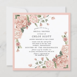 Invitation Rose rose Dusty Fête des mariées botanique