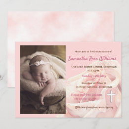 Invitation Rose rose fille photo Dedication