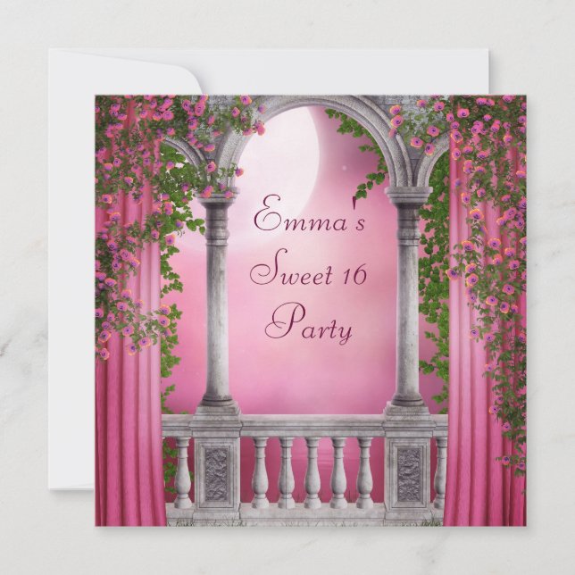 Invitation Rose Rose Jardin Rose Doux rose 16 Partie (Devant)