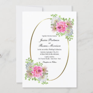 Invitation Rose rose Mariage ovale