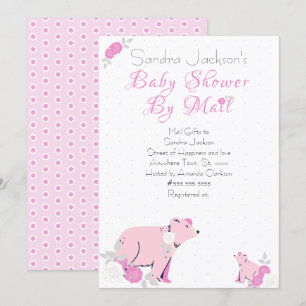 Invitation Rose rose mignonne Floral Mama Bear Cub Baby showe