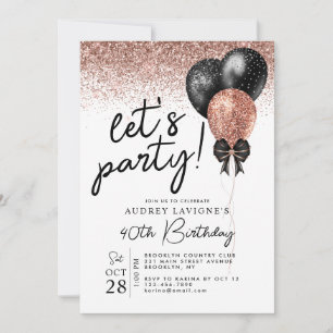 Invitation Rose Rose Or Black Parties scintillant Balloon Ann