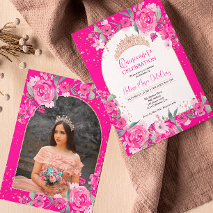 Invitation Rose rose or tiara princess Quinceanera