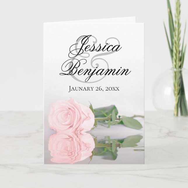 Invitation Rose rose pâle Élégant Mariage photo romantique (Devant)