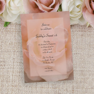 Invitation Rose rose pâle Floral Sweet 16 Anniversaire