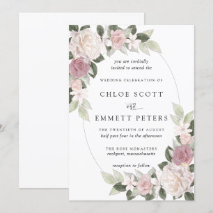 Invitation Rose rose pâle Rose Mariage Floral