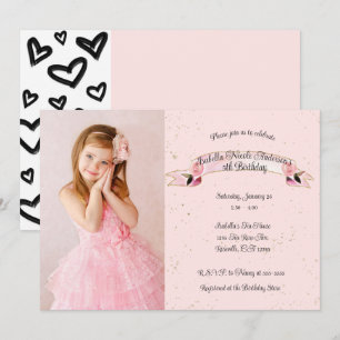 Invitation Rose rose Parties scintillant & Coeurs Anniversair