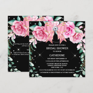 Invitation Rose rose pays chic diamant verdure