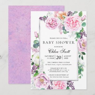 Invitation Rose rose Peony Baby shower floral