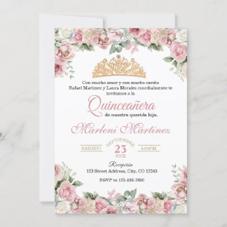 Invitation Rose rose Quinceañera Floral