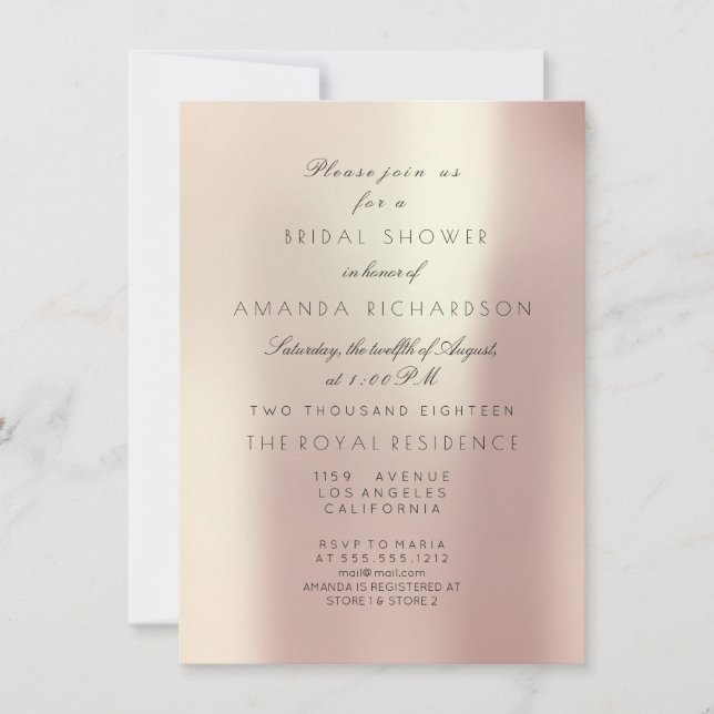 Invitation Rose rose rose Blush Pastel Fête des mariées préco (Devant)