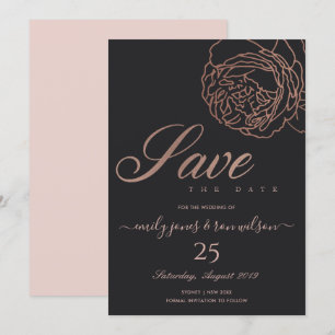 INVITATION ROSE ROSE ROSE ROSE NOIR FLORALE NOIR SAUVER LA DA
