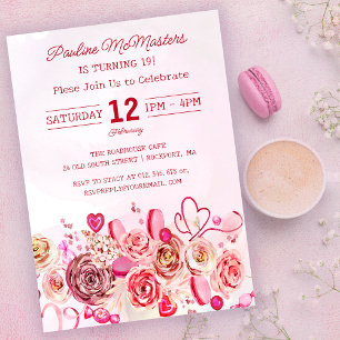 Invitation Rose Rose Tourbillonnant Coeur Saint Valentin 19e