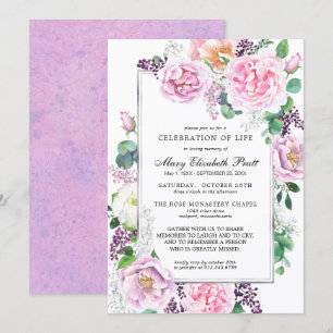 Invitation Rose rose violet Fête de la vie