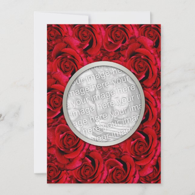 Invitation Rose rouge coutume photo mariée mariage couple (Devant)