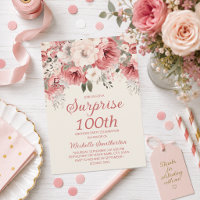 Rose Rouge Crème Aquarelle Florale Surprise 100ème