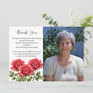 Invitation Rose rouge Fleur Fleuriste Funérailles Décès Merci