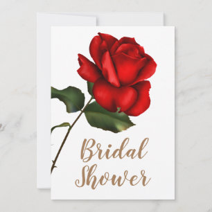 Invitation Rose Rouge Floral Blanc Chic Élégant Shower de Mar