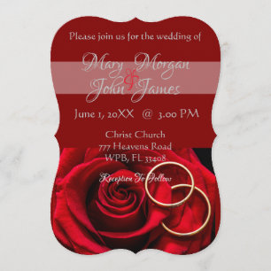 Invitation Rose rouge florale avec Mariage anneau