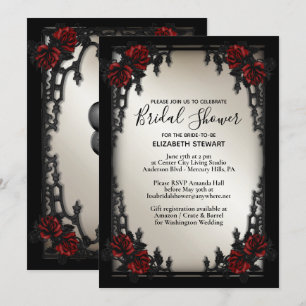 Invitation Rose rouge gothique Mariage Fête des mariées antiq