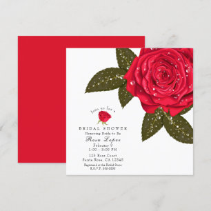 Invitation Rose Rouge Gouttes de Rosée de l'Eau Mariage sous