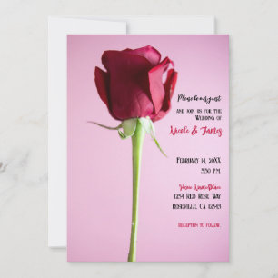 Invitation Rose rouge unique rose romantique élégant mariage