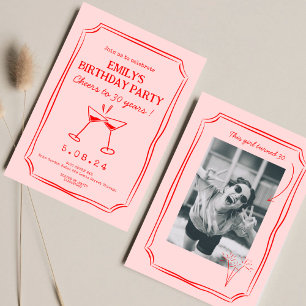 Invitation Rose Rouge Whimsical Funky Cheers 30e anniversaire