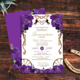 Invitation Rose royal violet Western Charro Quinceañera
