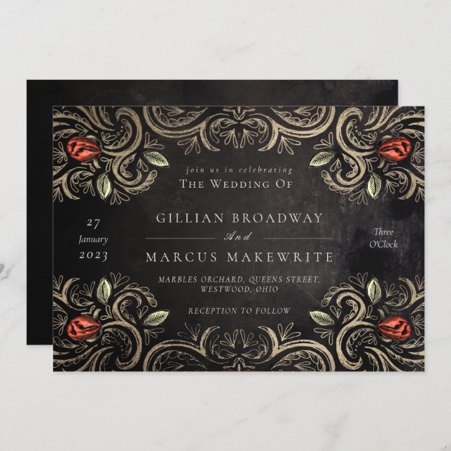 Invitation Rose russe (Devant / Derrière)