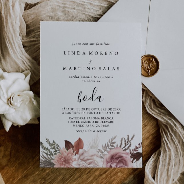 Invitation Rose Rustique Gold Floral Calligraphie Boda Mariag (Créateur téléchargé)