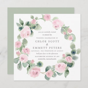 Invitation Rose Rustique Rose Floral Eucalyptus Mariage