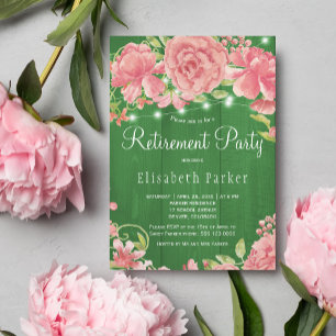 Invitation Rose rustique rose pâle pérémonies de retraite