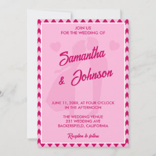 Invitation Rose safran moderne à rayures chevron pour photo d