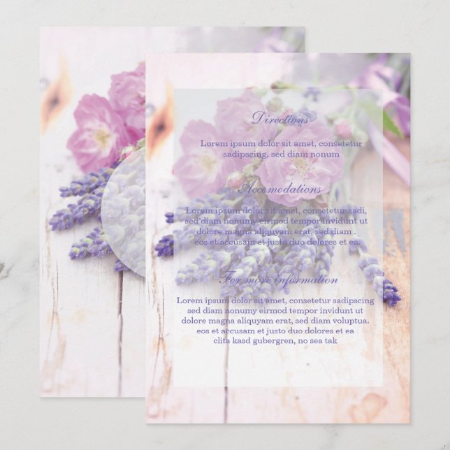 Invitation Rose sauvage et Mariage de fleurs d'été Lavender (Devant / Derrière)