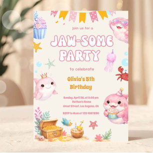 Invitation Rose sous la mer Requin mignon Fille d'anniversair