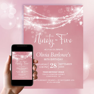 Invitation Rose String Lights 95e fête d'anniversaire