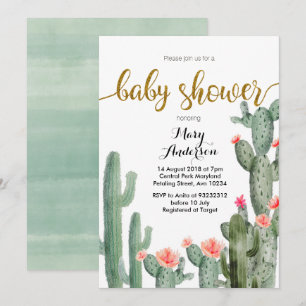 Invitation Rose succulent d'invitation de baby shower d'été