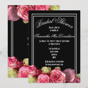 Invitation Rose sur douche à nage florale noire