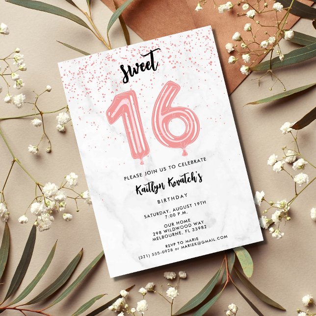 Invitation Rose Sweet 16 Seizième fête d'anniversaire (Créateur téléchargé)