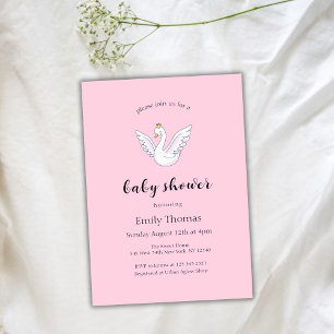 Invitation Rose Sweet moderne Princess Swan Baby shower