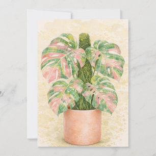 Invitation rose tartan feuille de monstera écossaise Écosse