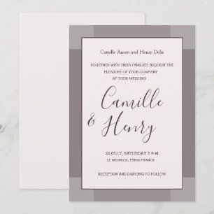 Invitation Rose taupe bleu gris lilas élégant mariage moderne