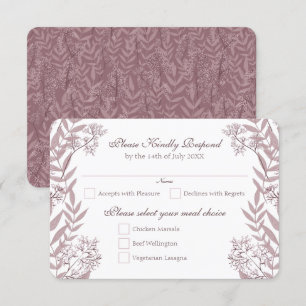Invitation Rose Taupe Mariage Vintage Botanique