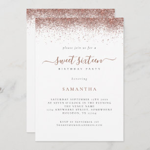 Invitation Rose tendance Parties scintillant or Script Sweet 