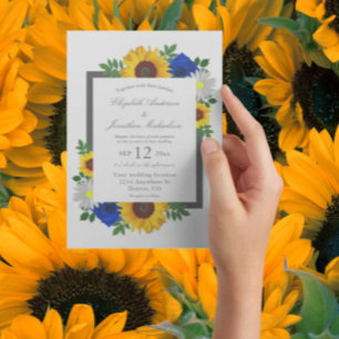 Invitation Rose Tournesol Daisy Fleurs Automnales Mariage