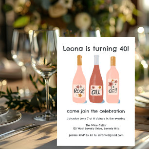 Invitation Rose toute la journée Vin Whimsical Personnalisé A