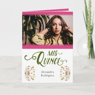 Invitation Rose traditionnel mexicain Floral Photo Quinceaner