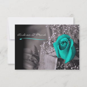 Invitation Rose Turquoise simple Fond vers Mariage noir