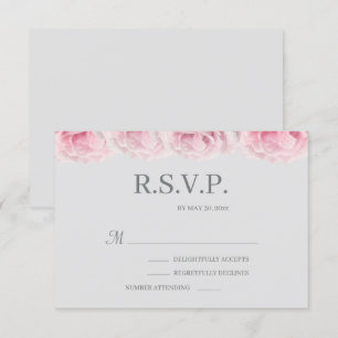 Invitation Rose Véritable Fleurs Roses Élégant Mariage gris R